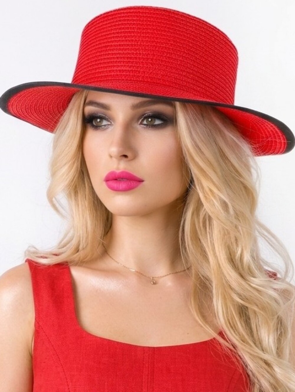 Beloved Millinery Fine Elegant Red Black Trim Fedora Panama Braided Straw Hat
